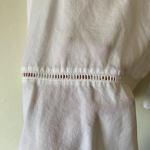 Cloth & Stone White Bell Sleeve Ladder Lace Inset Boho V-Neck Blouse Size M - Picture 5 of 10